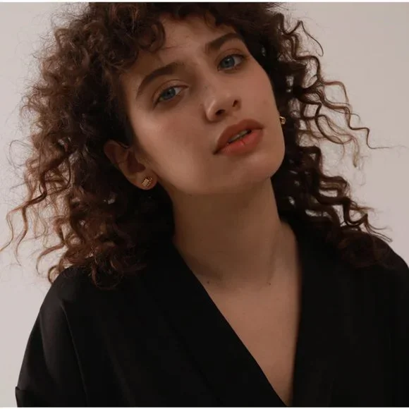 New 18K Gold  Silver Twisted Stud Earrings - Picture 15 of 17